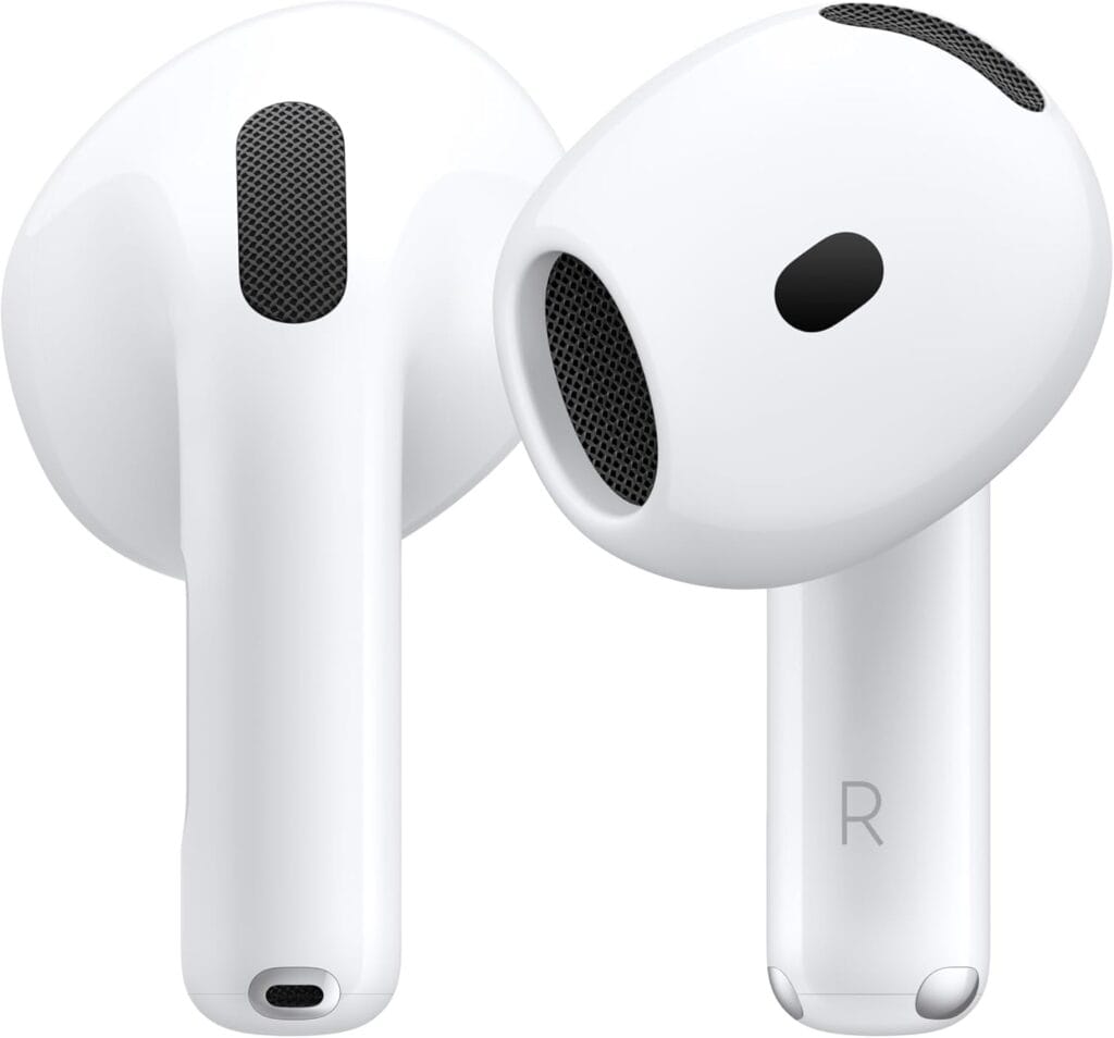 Side-by-side photo of AirPods 4 and JBL Vibe Beam